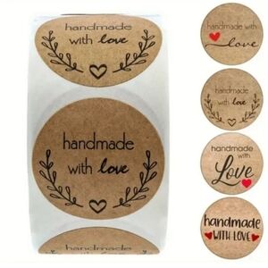 500 Pieces Handmade With Love Sticker
